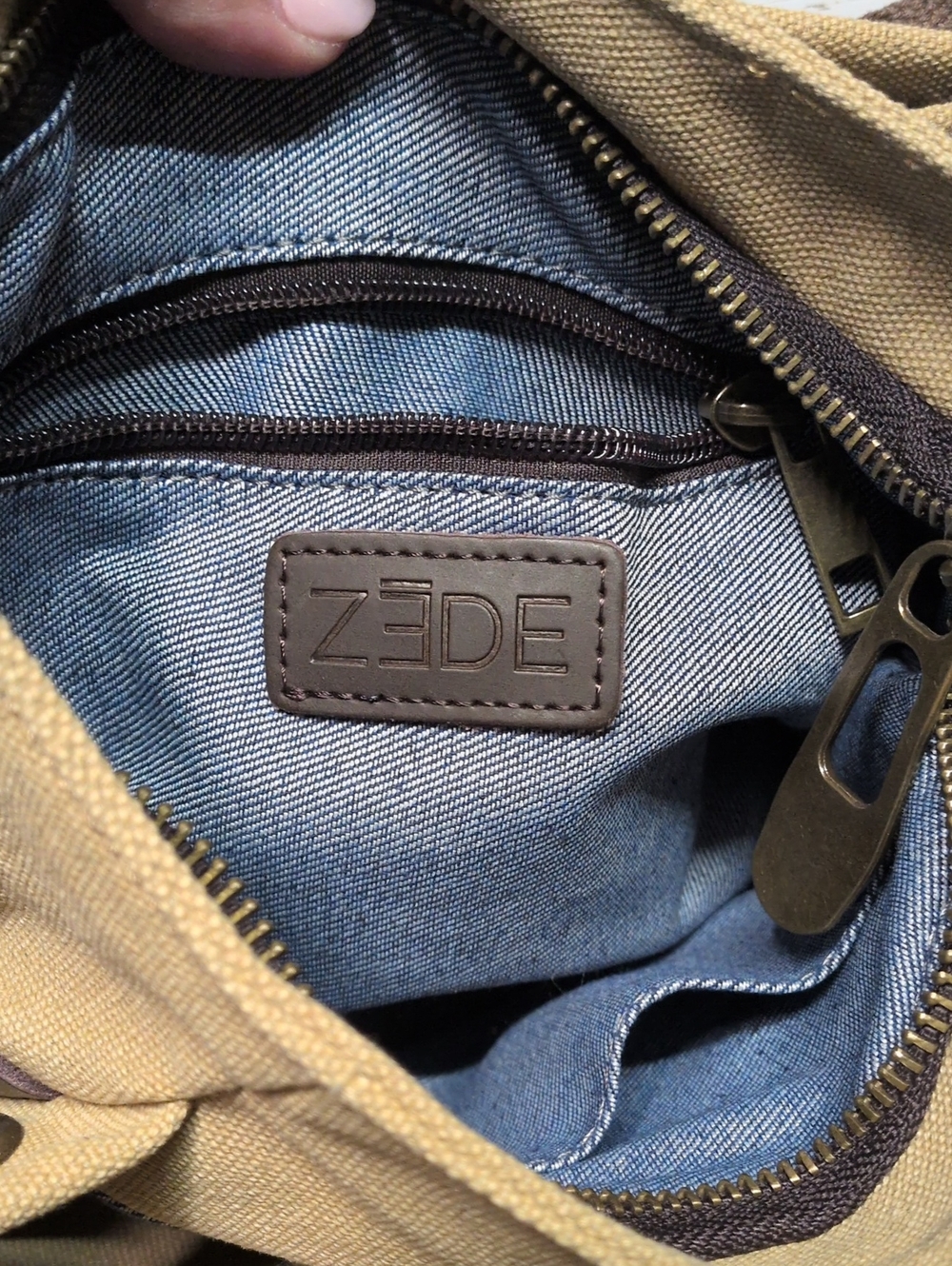 Zede PONT-DES-ARTS (XS) Canvas Crossbody Purse, Beige, like new - Picture 7 of 8